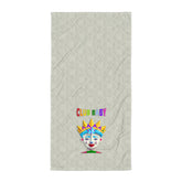 Soft and absorbent bath towel for kids with a fantasy knight theme.